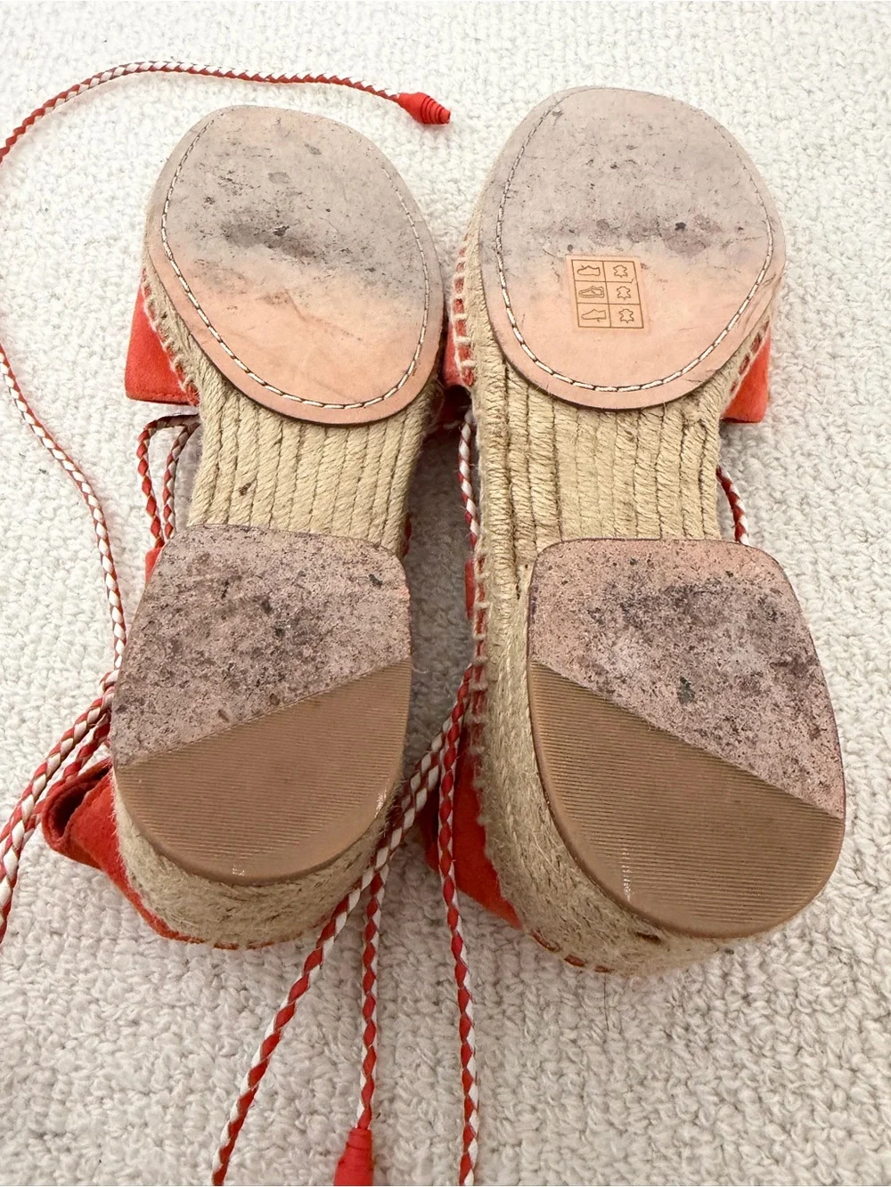 Tory Burch Orange Suede Lace-Up Espadrilles - Women Sz 9.5 - Picture 7 of 8